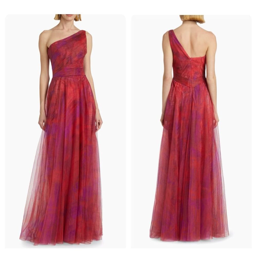 NWT Rene Ruiz Collection Draped Printed One-Shoulder Gown Size US 6 $1695